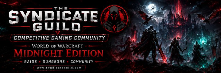 The Syndicate World of Warcraft Midnight competitive gaming community banner.